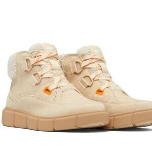 Sorel Explorer III Lace Honey White Sea Salt Women's Suede Boots Size 6, 7